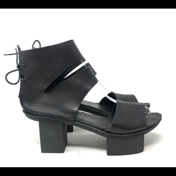 Trippen Happy Black Leather Platform Sandals 42/10 - Picture 4 of 8